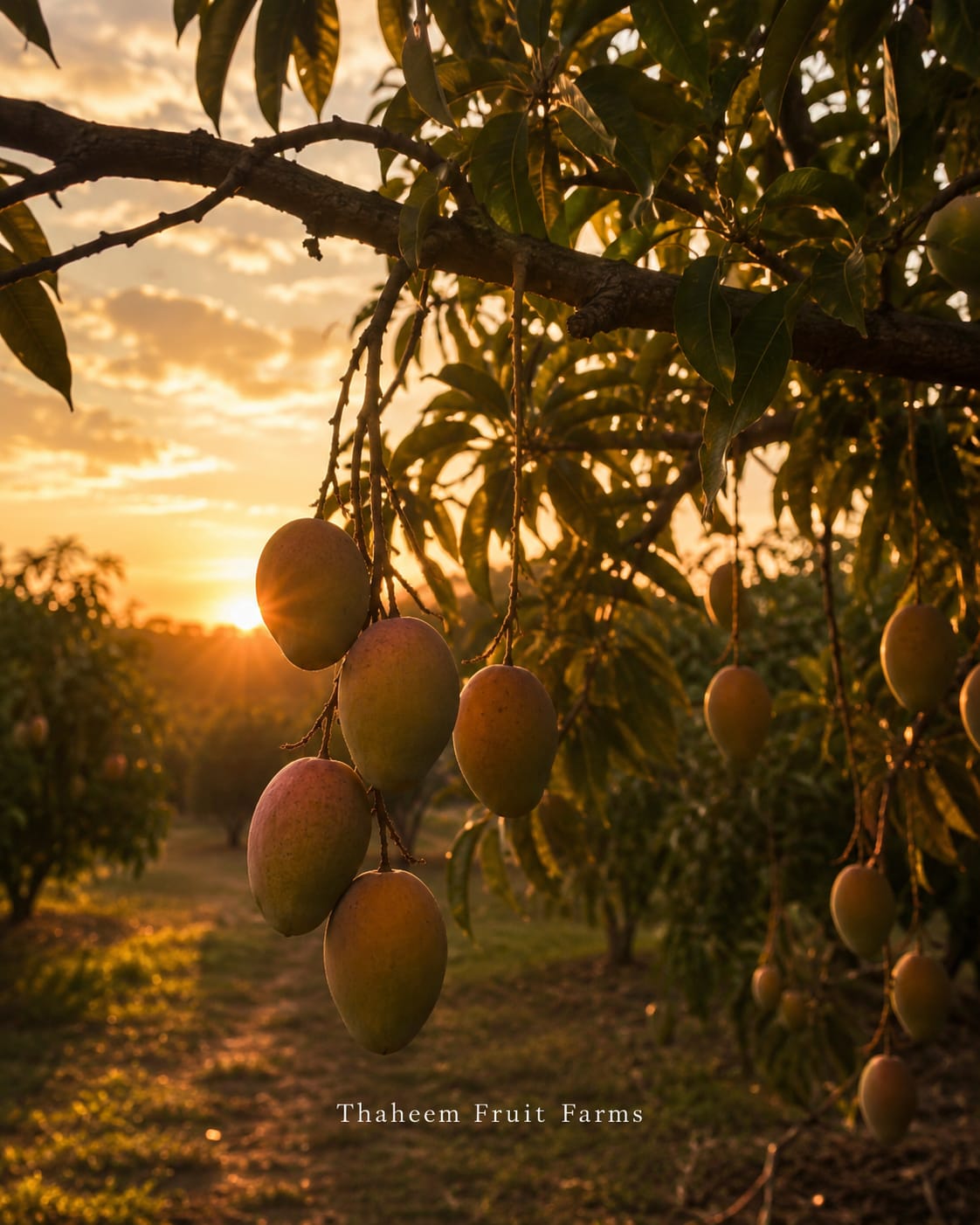 Sunset over the Thaheem Fruit Farms mango orchard near Multan, Pakistan
